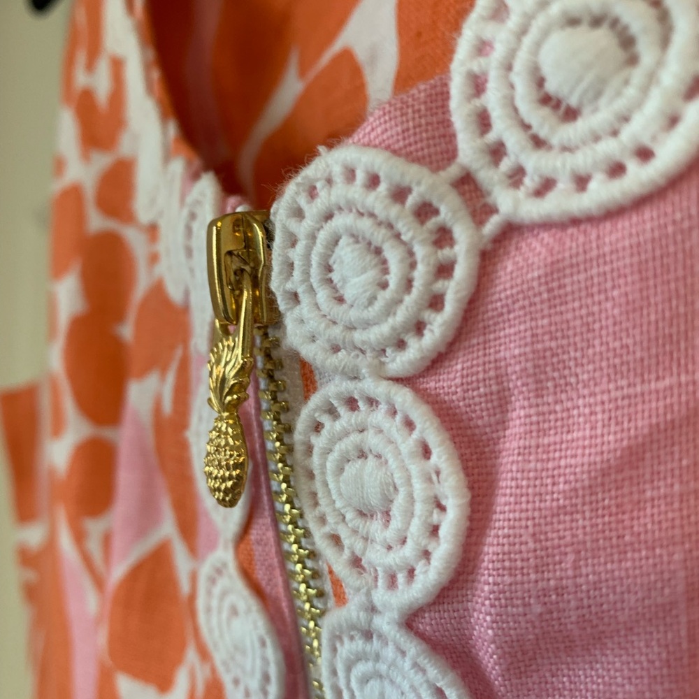 Lilly Pulitzer Pink Coral Sleeveless Mini Dress Giraffe Animal Print‎ Linen Sz 6 - Picture 8 of 15